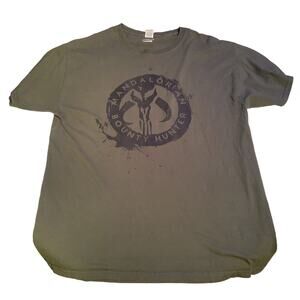 Star Wars Mandalorian Bounty Hunter Printed Green Short Sleeve T-shirt Large